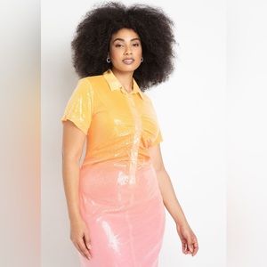 NWT Eloquii Ombré Sequin Shirt Dress